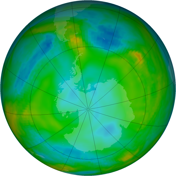 Antarctic ozone map for 25 June 1981